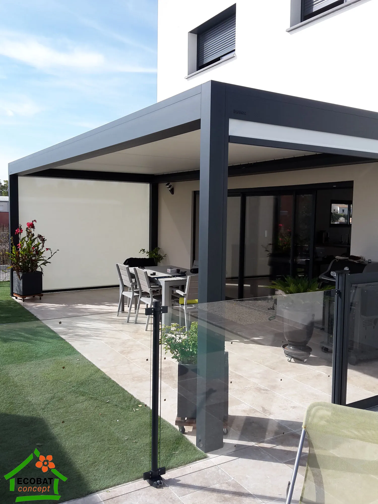 Pose d'une pergola bioclimatique BRUSTOR B200 XL à Jacou - Photo 4