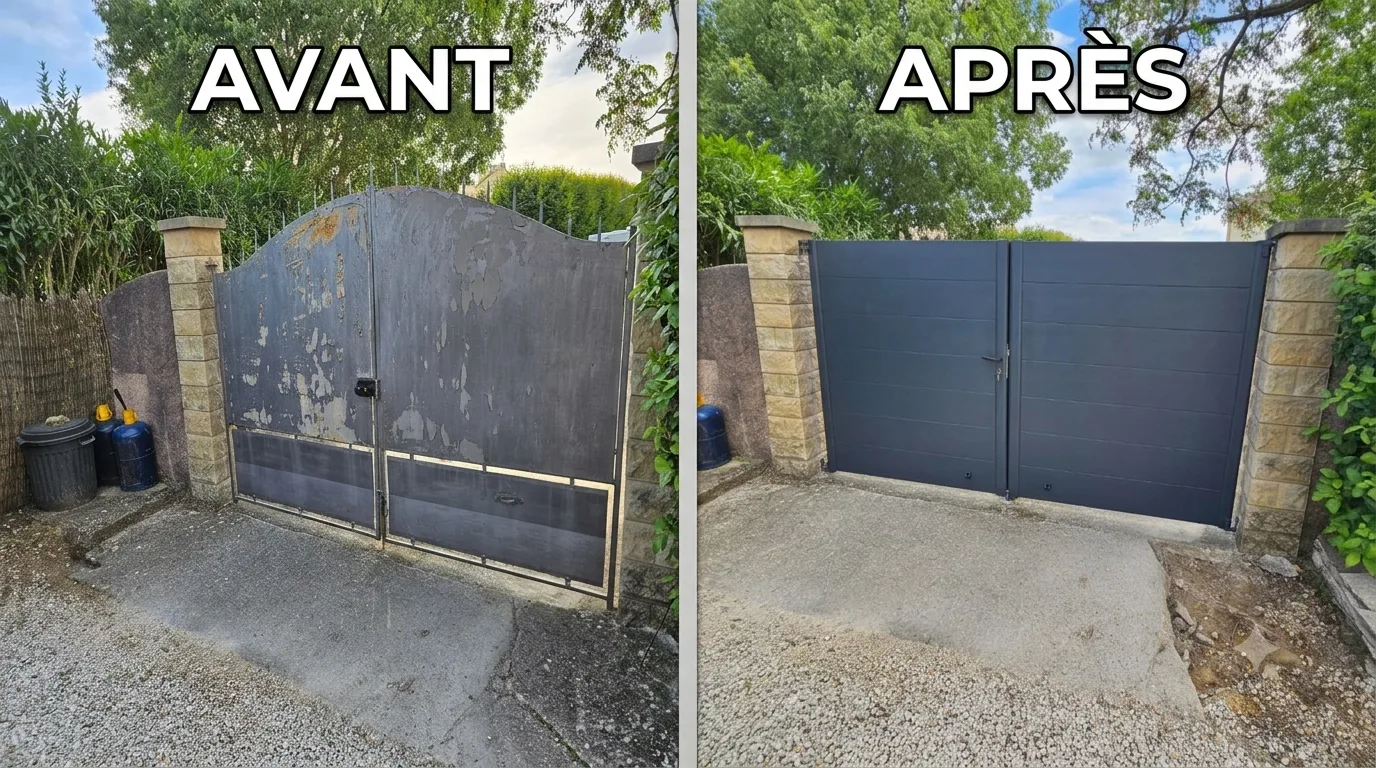 SAINT CHAPTES - Installation d'un portail aluminium ARIANE 250 Gris Anthracite